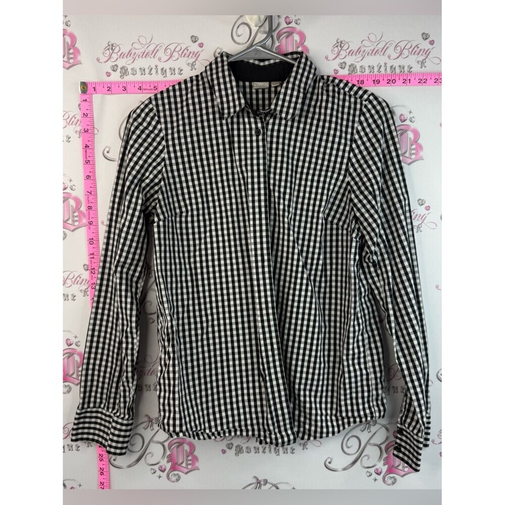 twik button up shirt long sleeve Black and White Gingham Button-Down Shirt